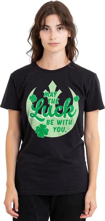 Actual product image Star Wars Unisex Adult Luck Rebel Sign St Patricks Day T-Shirt (M)