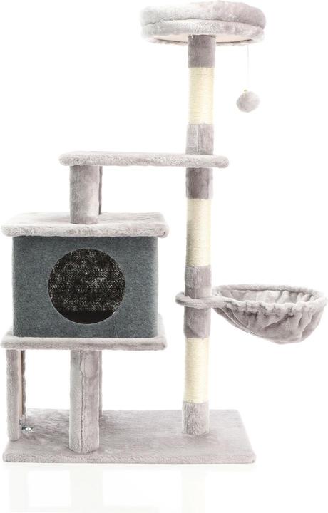 Image du produit Fudajo Arbre à chat clair Hauteur 112 cm Griffoir Escalade Abri Niche Animal domestique Jeux (112 cm, Gris clair)