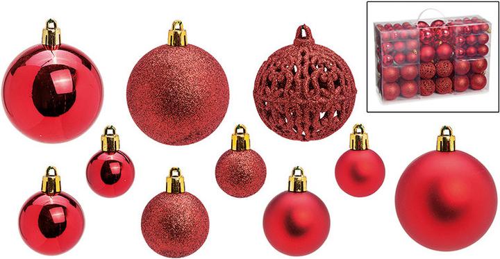 G. Wurm Weihnachtskugel-Set aus Kunststoff Rot 100er Set, (B/H/T) 23x35x12cm Ø 3/4/6 cm (100 -teilig)