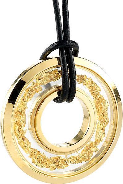 Image du produit St. Leonhard Collier femme créole (Laiton doré, Verre, à l'intérieur, des éclats d'or fin)
