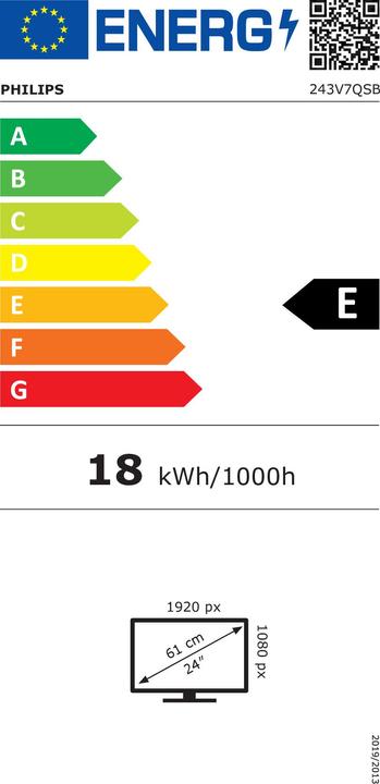 Energy Label Philips 243V7QSB/00 (1920 x 1080 pixels, 23.80")