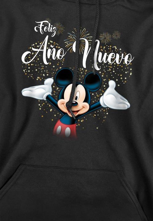 Actual product image Disney Mens Spanish Mickey Mouse Fireworks New Year Hoodie (XL)