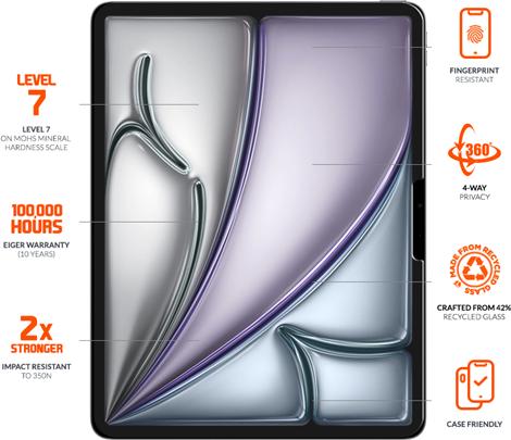 Image du produit Eiger 4-Way Privacy verre de protection visuelle plein écran Fit Mountain Black Privacy 360 Tablet (1 pièce(s), iPad Air 11 2024 (M2))