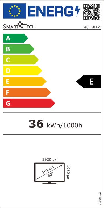 Label énergétique Smart Tech 40FG01V Téléviseur Led 40 pouces (40", LED)