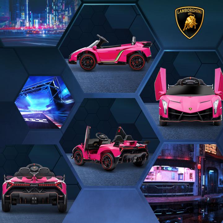 Produktbild Swisshandel24 Lamborghini Kinderauto, pink, Fernbedienung, Bluetooth, 30kg Belastbarkeit (12 V)