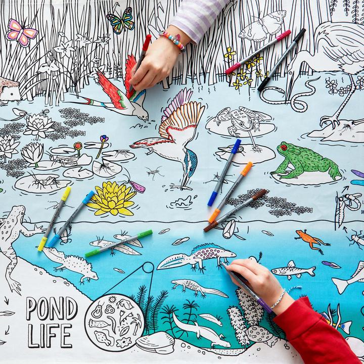 Actual product image Eat Sleep Doodle Children's tablecloth - la vie de l'étang (130 x 85 cm)