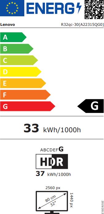 Energy Label Lenovo Legion R32qc-30 (2560 x 1440 pixels, 31.50")