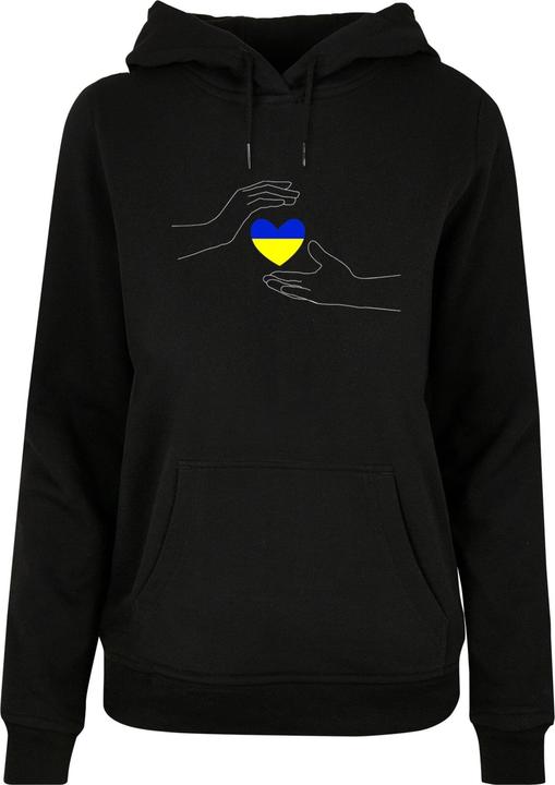 Produktbild Merchcode Ladies Peace - 2 Hand Heart Black Basic Hoody - 161643 (L)