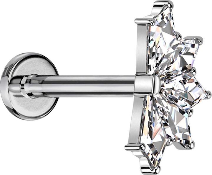 Immagine prodotto Star Piercing Micro Labret filo interno argento ventaglio argento cinque cristalli di diamante argento (Titanio G23, senza ottone)