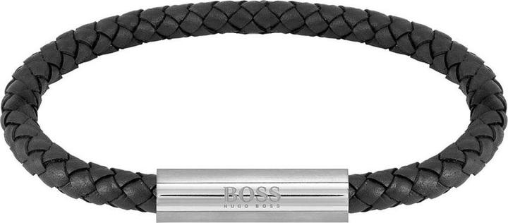 Immagine prodotto Hugo Boss Bracciale in pelle lavorato a maglia da uomo 1580152 (19.50 cm, Cuoio, Acciaio inossidabile)
