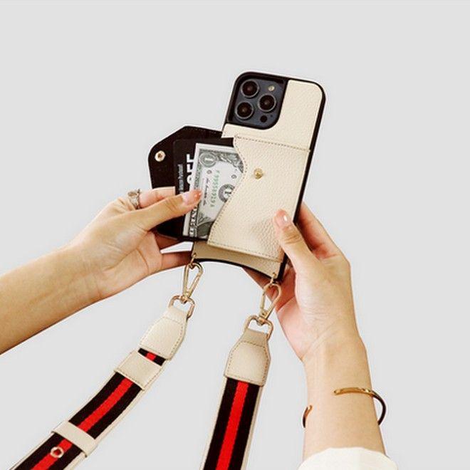 Actual product image MU Style SK101 Series Mobile Phone Chain Faux Leather Case with Card Pocket