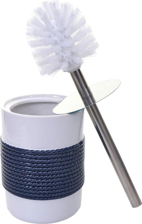 Actual product image Swisshandel24 5-piece bathroom set, WC set Bathroom accessories, ceramic - blue/white