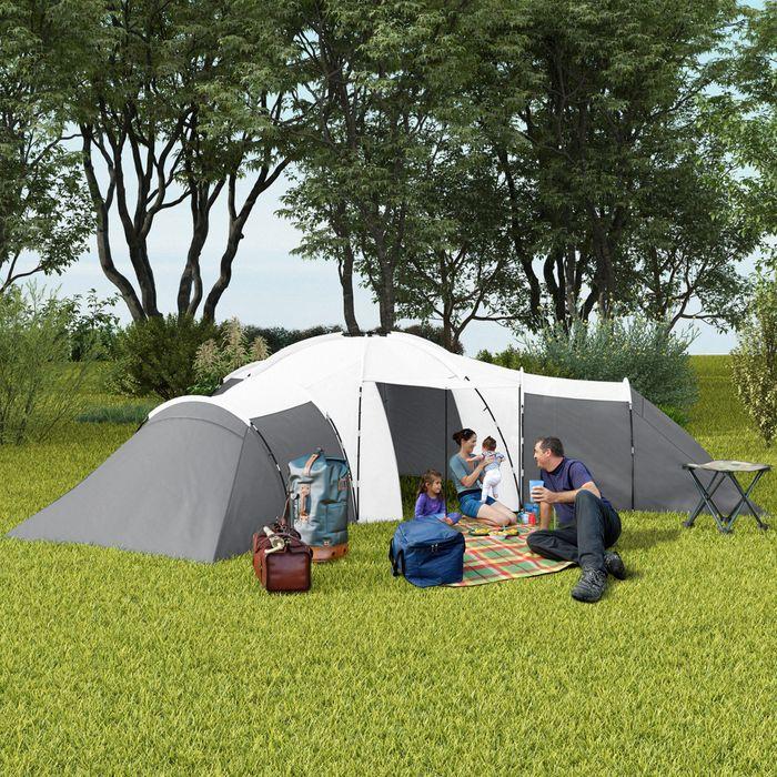 Actual product image Swisshandel24 Tunnel tent camping tent 6-9 person family tent 3 bedrooms 2000mm Oxford grey (Tunnel tent, 9+ people)