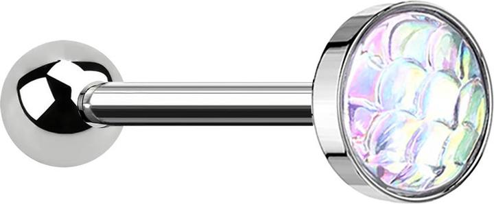 Actual product image Star Piercing Micro Barbell silber mit Fischschuppen multicolor (without brass, Surgical steel 316L)