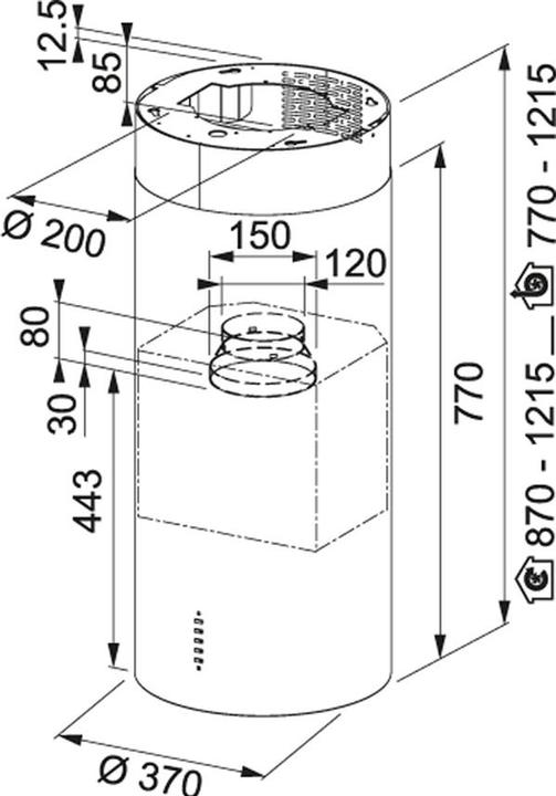 Actual product image Franke Tube Plus Inselhaube (Island canopy)