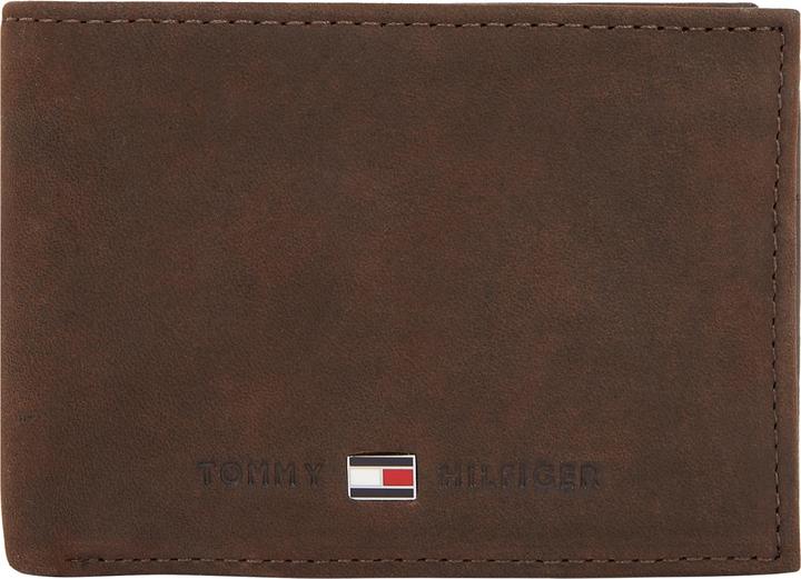 Tommy Hilfiger Herren Geldbörse Johnson Mini CC Flap Coin Pocket Pocket aus Leder, Braun (Brown), On