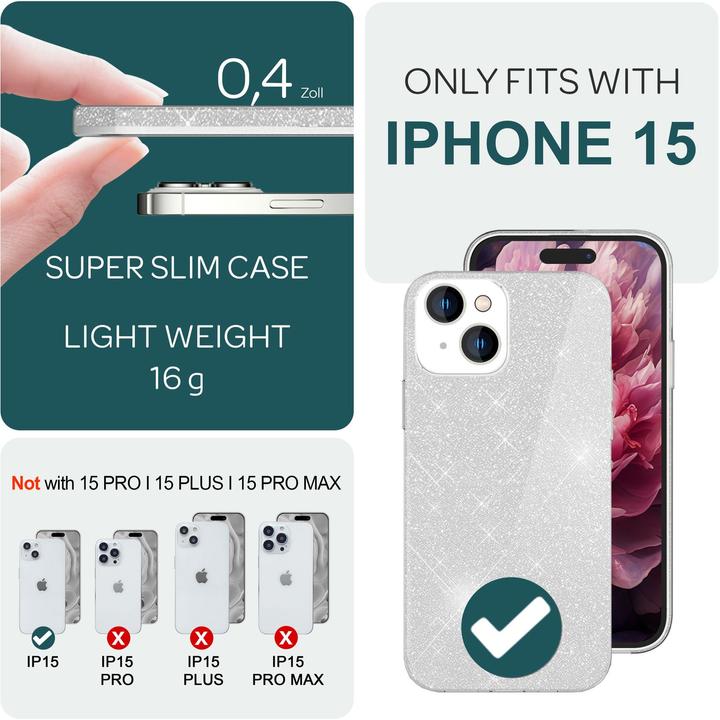 Produktbild Nalia Glitzer Hülle (Apple iPhone 15)