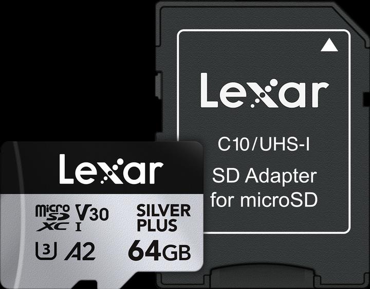 Actual product image Lexar Professional Silver Plus (64 GB, microSDXC, U3, UHS-I)