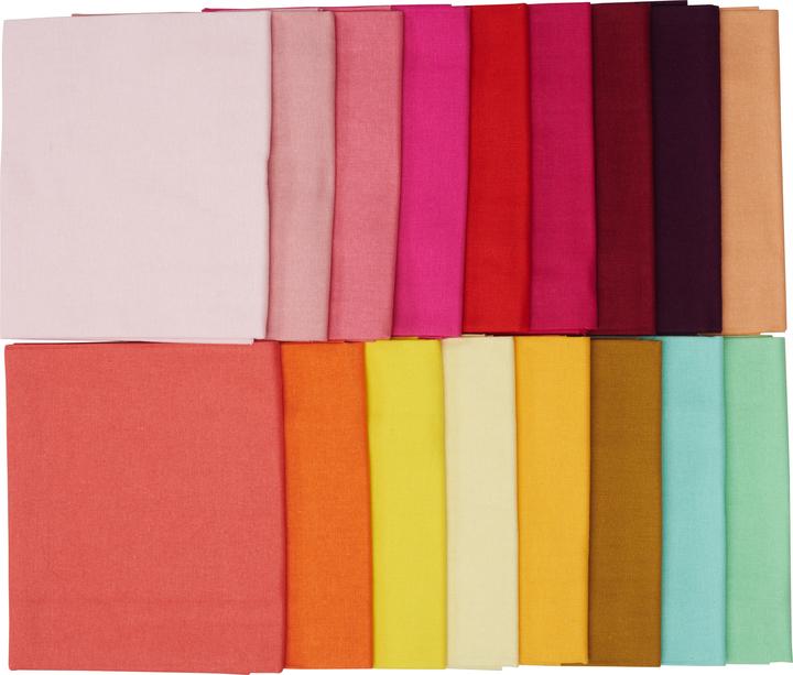 Stafil XXL Paquet de tissu Patchy Uni "Rose-Rouge-Orange-Jaune", 17 pièces découpées de 45 x 55 cm chacune