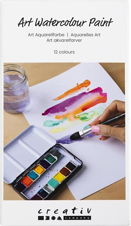 Image du produit Creative - Art watercolour, ½ panneau, Fleurs et paysages, taille 10x15x20 mm, couleurs assorties, 12col (Multicolore)