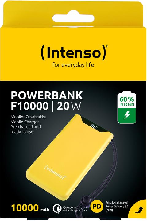 Produktbild Intenso Powerbank F10000 Yellow (gelb, 10.000 mAh, PD 3.0, Quick Charge 3.0) (10000 mAh, 20 W, 20 Wh)