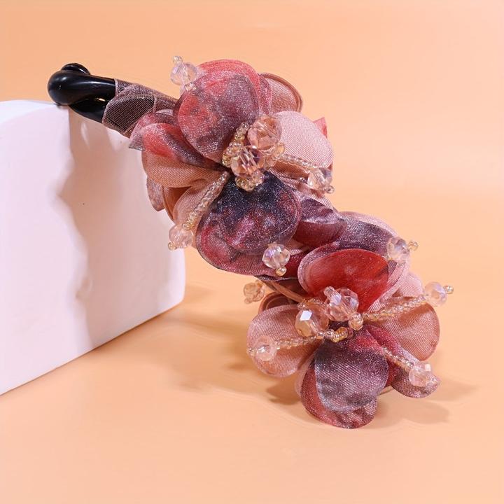 Image du produit Activity Board 2 Stück Vintage Bohemian Style Fabric Flower Hair Claw - Harz elegante Bananenklammer rutschfeste (2 pcs)