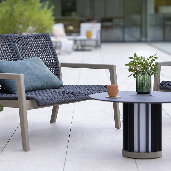 Actual product image Les Jardins Table basse lumineuse Teckalu alu noir, HPL ardoise, duratek TA04600