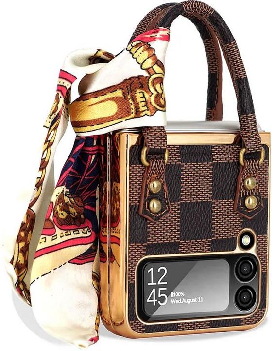Produktbild PhoneLook Hülle Fashion Designer Schutzhülle in Handtaschenform kariert (Samsung Galaxy Z Flip4)