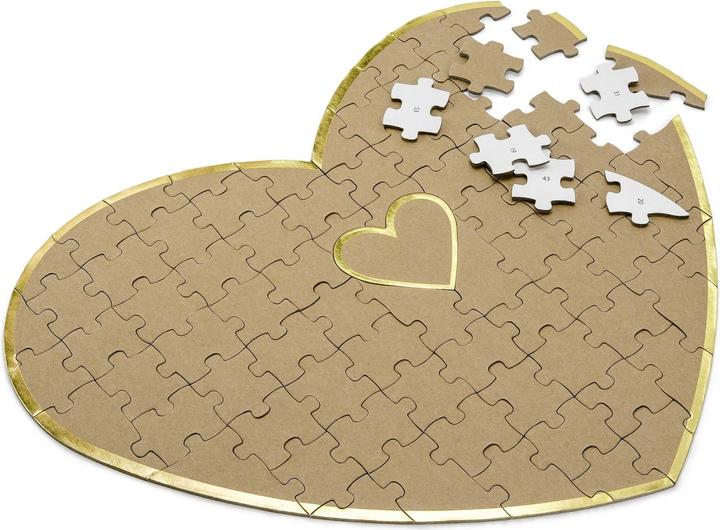 Produktbild Partydeco Partyaccessoire Gästebuch Herz Puzzle 45 x 35.5 cm, Braun