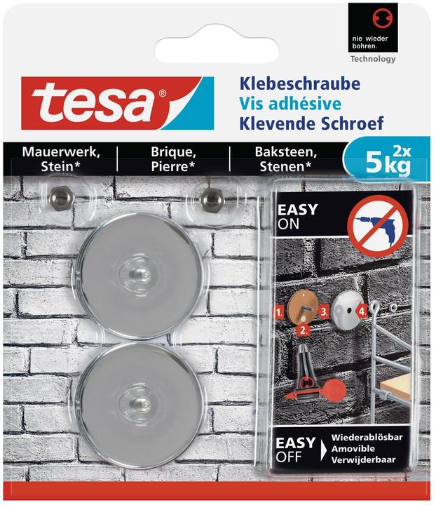 tesa Klebeschraube für Mauerwerk & Stein, rund, 5kg Halteleistung