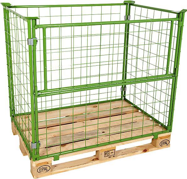 eurokraft basic Mesh stacking frame for EUR pallet, with flap, mesh size 100 x 100 mm, height