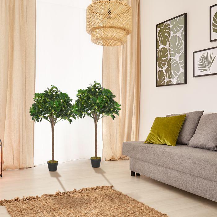 Image du produit Swisshandel24 2er-Set Künstlicher Lorbeerbaum 120cm Kunstpflanzen im Zementtopf, Zimmerpflanze (120 cm)