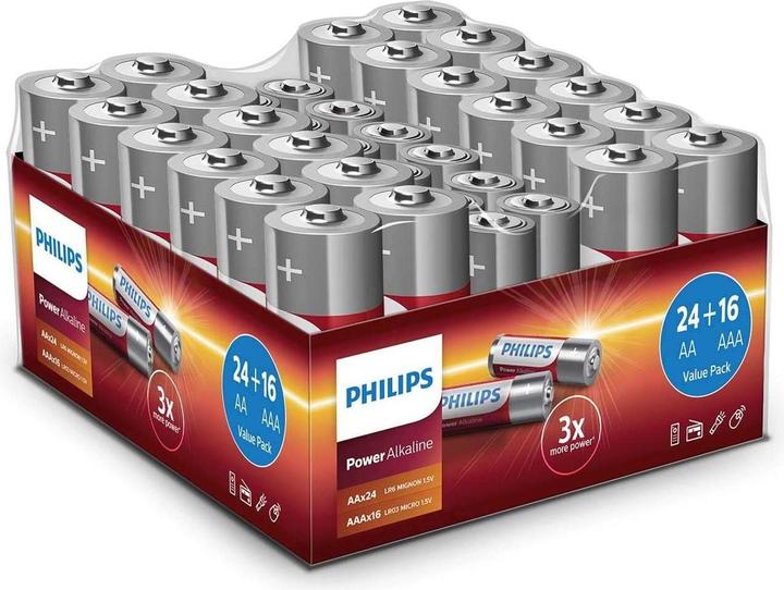 Philips Power Alkaline Pack (40 pcs., AA, AAA)