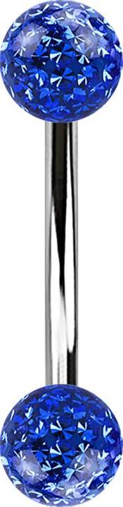 Star Piercing Banane silber mit zwei Kristall Kugeln dunkelblau Epoxy Schutzschicht (Chirurgenstahl 316L)