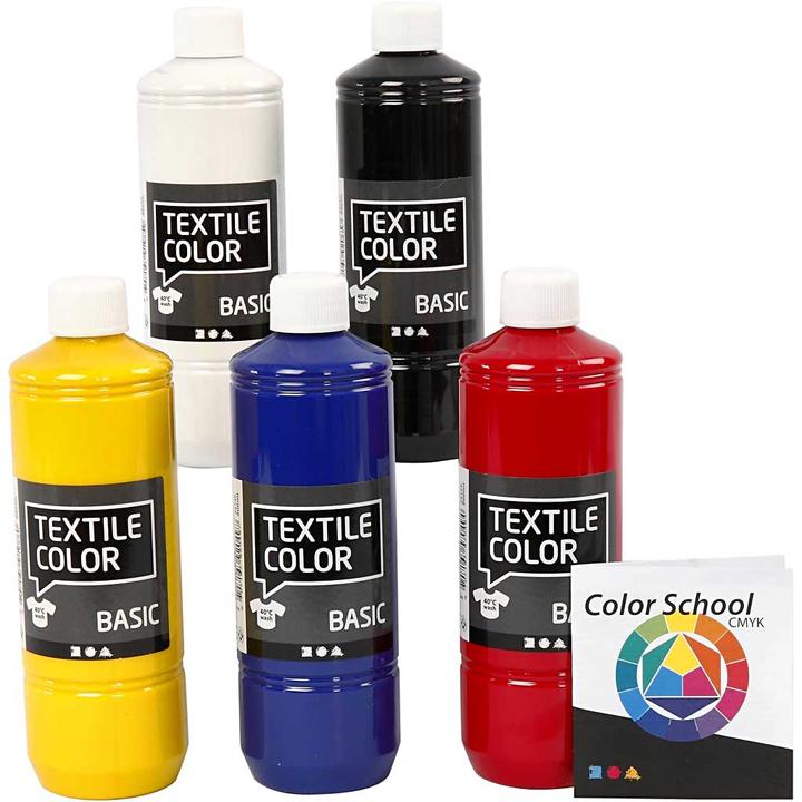 Actual product image Creativ Company Textielverf - Primaire kleuren, 5x500ml (Primary colours, 500 ml)