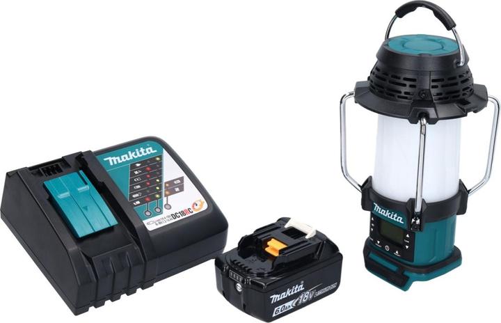 Actual product image Makita DMR055RG1 Cordless Radio FM 18V with 360º Lantern + 1x Battery 6.0Ah + Charger (FM, AM)