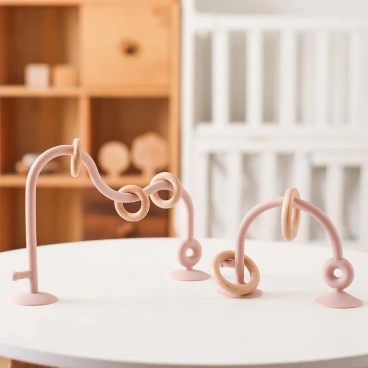 Actual product image Activity Board Children's wooden ring soft BPA free silicone teether toy toddler teething chewing