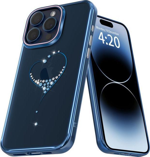 Image du produit Kingxbar Coque en silicone Wish Series avec cristaux pour iPhone 15 - bleu (Apple iPhone 15)