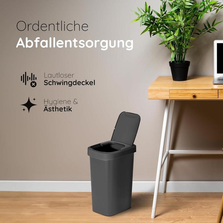 Actual product image Novaliv 2x Mülleimer 25L mit 2in1 Deckel, Klappdeckel & Schwingdeckel, Anti-Geruch Abfalleimer für K (25 l)