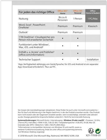Image du produit Microsoft Office Home & Student 2019 Allemand (1 Utilisateur, Illimité)
