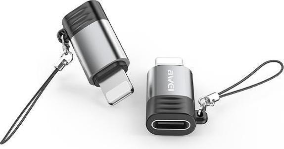 Actual product image Awei Adapter A11 USB-C/Lightning szary /grey (USB Type C, Lightning)