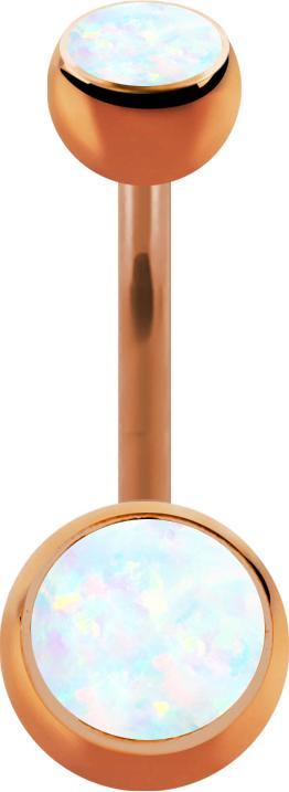 Immagine prodotto Star Piercing Banana in oro rosa con due sfere di opale bianco (senza ottone, Titanio G23)