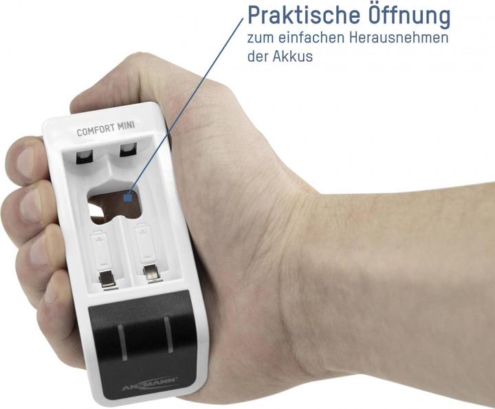 Produktbild Ansmann Comfort Mini Ladegerät inkl. 2 AA Mignon Akkus 2100 mAh (1 Stk., AA, AAA, 800.80 mAh, Akku)
