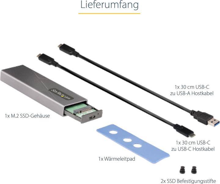 Image du produit StarTech com USB-C 10Gbps to M.2 NVMe or M.2 SATA SSD Enclosure - Tool-free External M.2 PCIe/SATA N (M.2)
