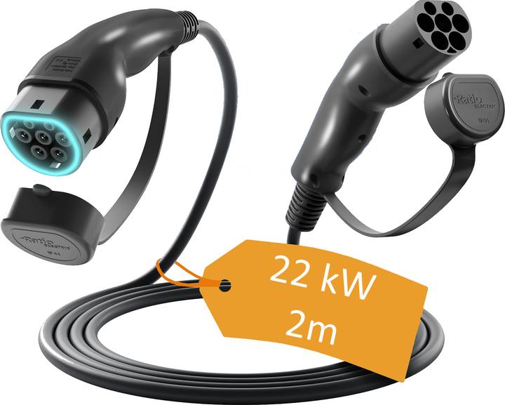 Produktbild Ratio Electric E-line 22kW Typ 2 Ladekabel 2m (Typ 2, 22 kW, 32 A, 2 m)