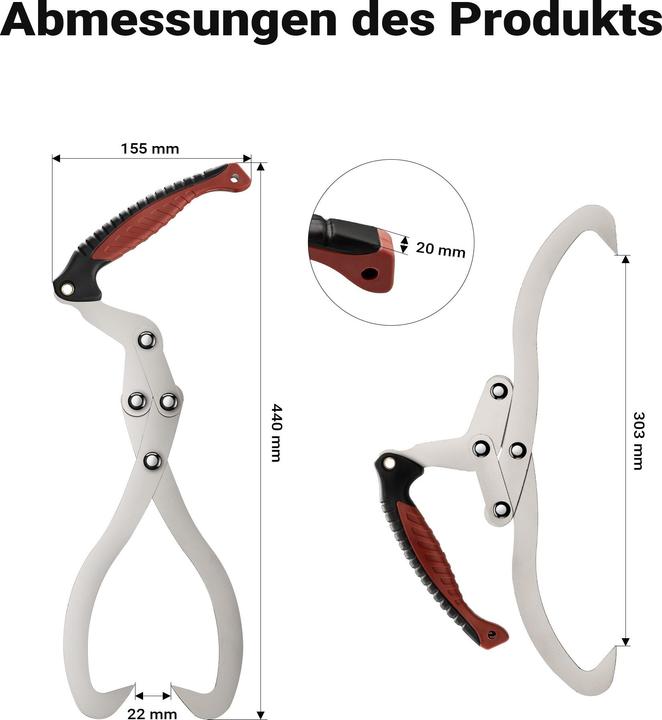 Produktbild Wiltec Handpackzange Ø30cm Holzzange 44cm Packzange Stahl Holzgreifer Forstzange (440 mm)