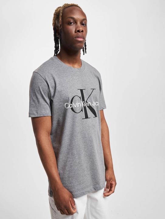 Image du produit Calvin Klein Jeans Jeans T-shirt manches courtes homme Core Monologo Slim Fit, Gris (Mid Grey Heather), L (L)