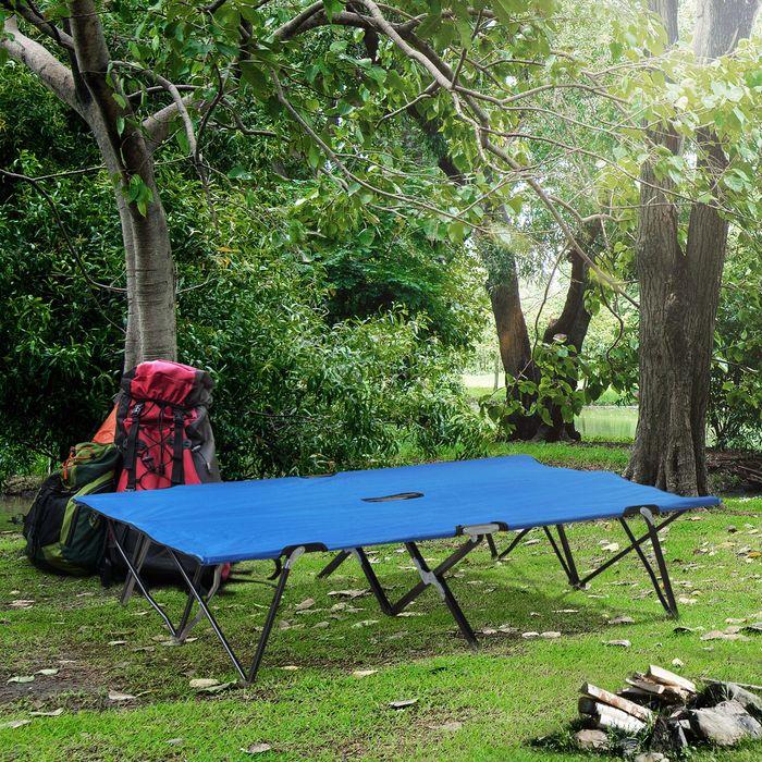 Actual product image Swisshandel24 Folding camping bed for 2 people Camp bed Folding bed with carrying bag, load capacity up to 136 kg
