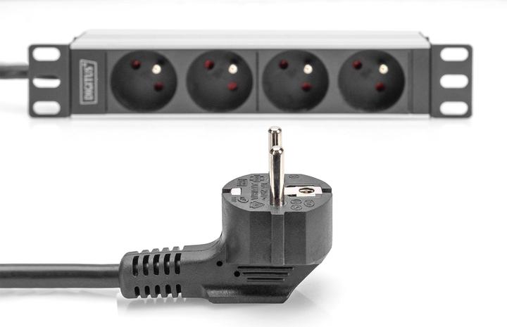 Produktbild Digitus 10" Steckdosenleiste mit Aluminiumprofil, 4-fach CEE 7/5 Steckdosen (4 x, CEE 7/5, 2 m)