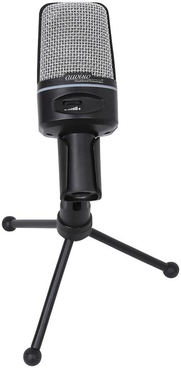 Auvisio Profi-Kondensator-Studio-Mikrofon mit Stativ, 3,5-mm-Klinkenstecker